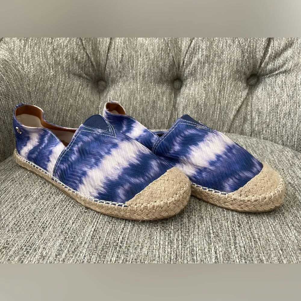 Santa Lolla Tie-Dye Espadrilles Shoes Slip On Blue White Woven Size 9